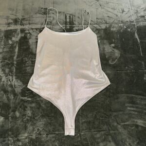 Wild Fable ButterBliss Bodysuit Women's XXL Shimmery White Slim Fit Plus Size